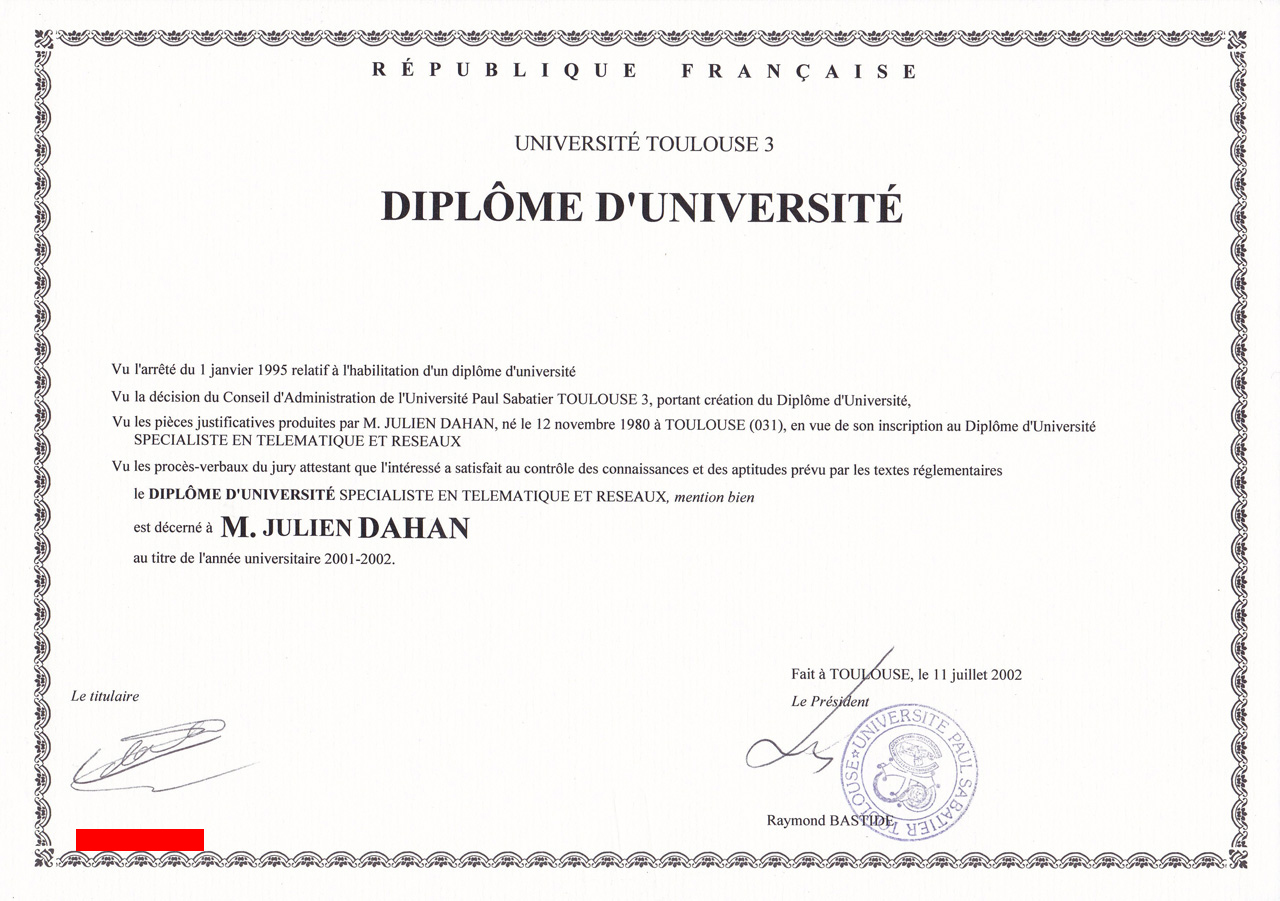 diplome universitaire i